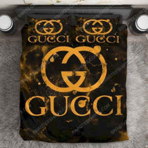 Gucci Monogram Gold Version Full Print Duvet Cover Bedding Set