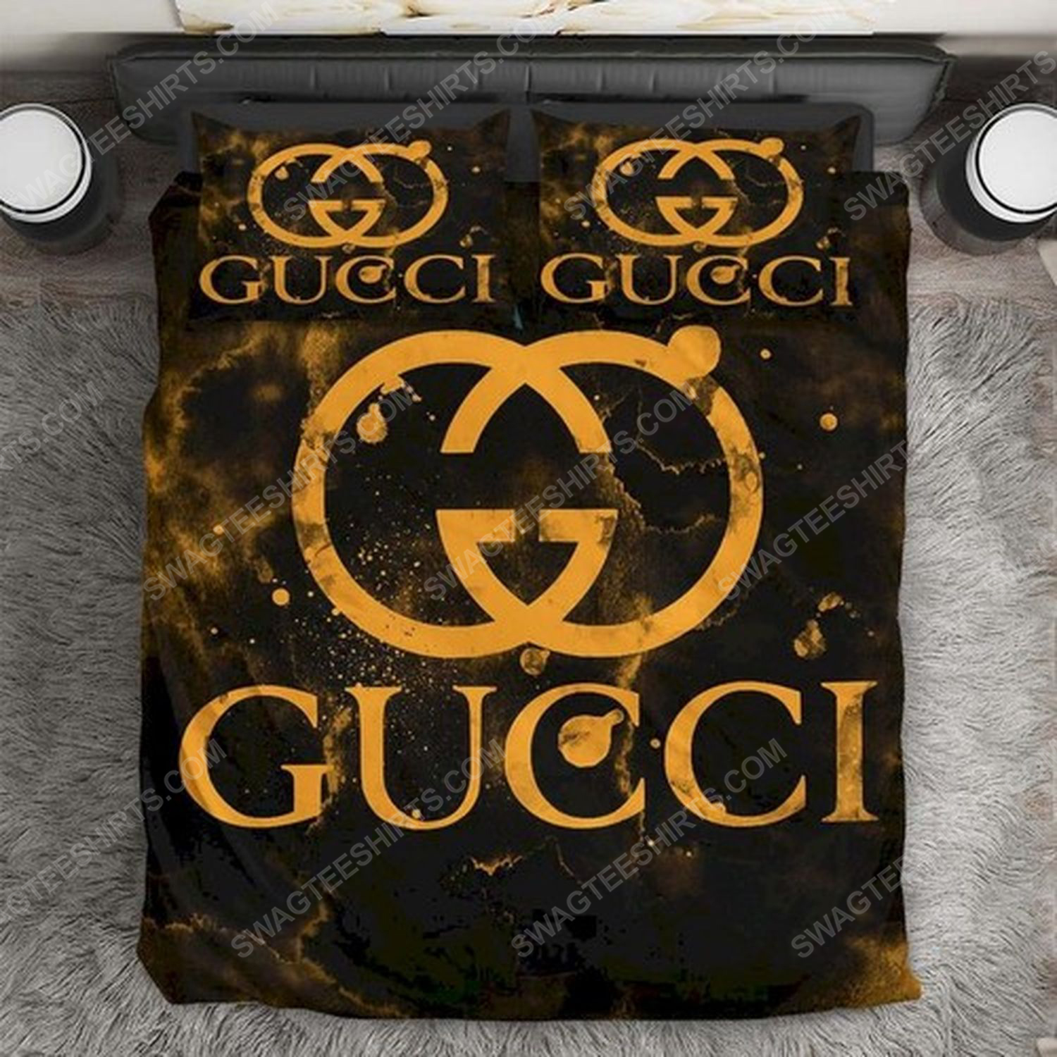Gucci Monogram Gold Version Full Print Duvet Cover Bedding Set Gucci Monogram Gold Version Full Print Duvet Cover Bedding Set