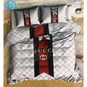 Gucci Monogram Red And Grey Duvet Cover Bedding Sets