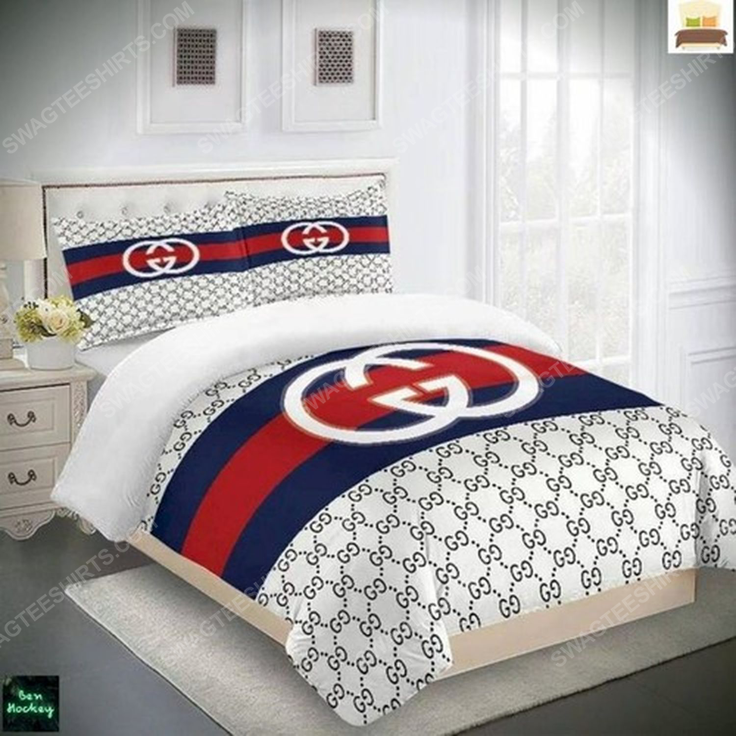 Gucci Monogram Symbols Full Print Duvet Cover Bedding Set Gucci Monogram Symbols Full Print Duvet Cover Bedding Set