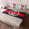 Gucci Navy Red Stripe Quilt Bedding Set