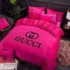 Gucci Pink Duvet Cover Sheet Cover Pillow Cases Luxury Bedding Sets