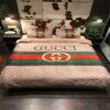 Gucci Pink Stripe Lines Inspired Bedding Set