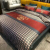 Gucci Red And Gold Logo All Over Print Bedding Set