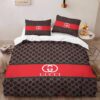 Gucci Red-Brown Luxury Brand Bedding Set