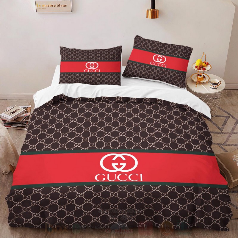 Gucci Red-Brown Luxury Brand Bedding Set Gucci Red-Brown Luxury Brand Bedding Set