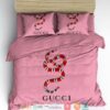 Gucci Red Snake Pink Quilt Bedding Set