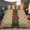 Gucci Snake Green Red Stripe Quilt Bedding Set