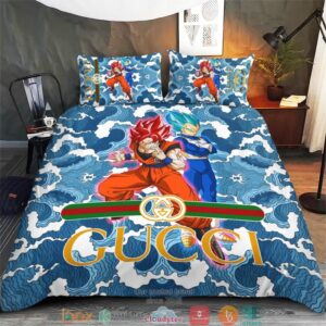 Gucci Son Goku Ocean Quilt Bedding Set