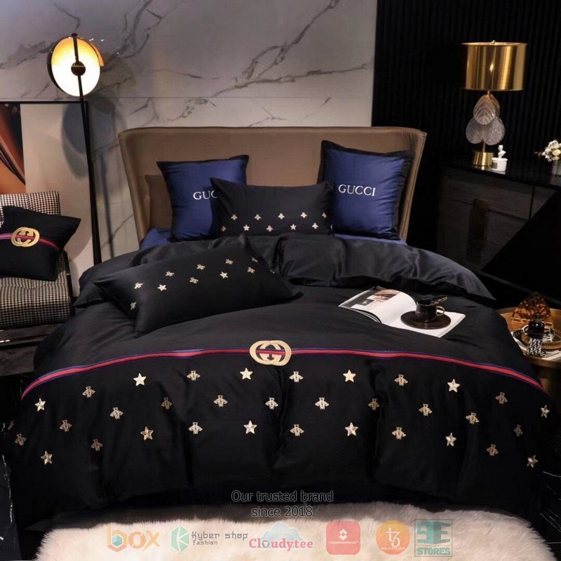 Gucci Star Black Quilt Bedding Set Gucci Star Black Quilt Bedding Set