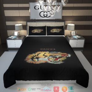 Gucci Tiger Black Quilt Bedding Set