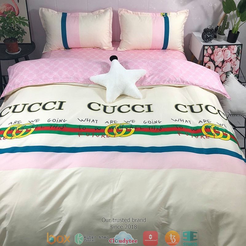 Gucci What Are We Going To Do With All This Future White Quilt Bedding Set Gucci What Are We Going To Do With All This Future White Quilt Bedding Set