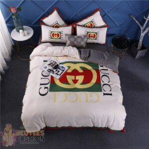 Gucci White 17 Duvet Cover Sheet Cover Pillow Cases Luxury Bedding Sets
