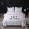 Gucci White Classic Logo All Over Print Bedding Set