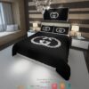 Gucci White Flower Logo Black Quilt Bedding Set