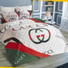 Gucci White Red Symbol All Over Print Bedding Set