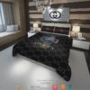 Gucci Wolf Red Green Stripe Quilt Bedding Set