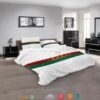 Guccie White Red Green Stripe Quilt Bedding Set