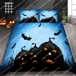 Halloween Night Horror Pumpkin With The Moon Full Printing Bedding Set