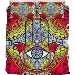 Hamsa Hand Mandala Duvet Cover and Pillowcase Set Bedding Set