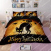 Happy Halloween And Black Cat Full Printing Bedding Set