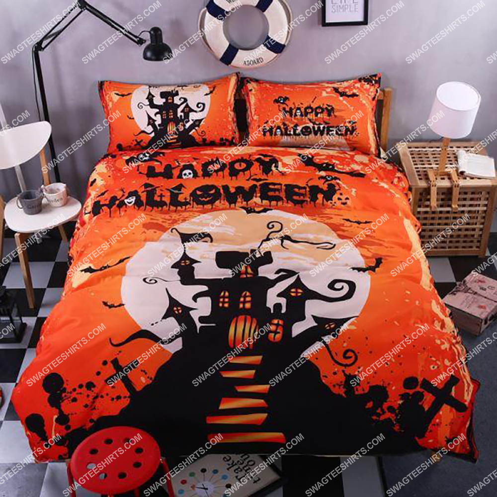 Happy Halloween And Horror Pumpkins Full Printing Bedding Set Happy Halloween And Horror Pumpkins Full Printing Bedding Set