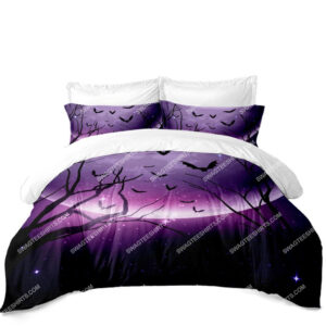 Happy Halloween Bat Night Flight Full Printing Bedding Set