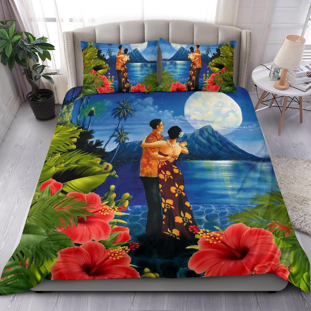 Hawaiian Lover Couple Dancing Bedding Set Hawaiian Lover Couple Dancing Bedding Set