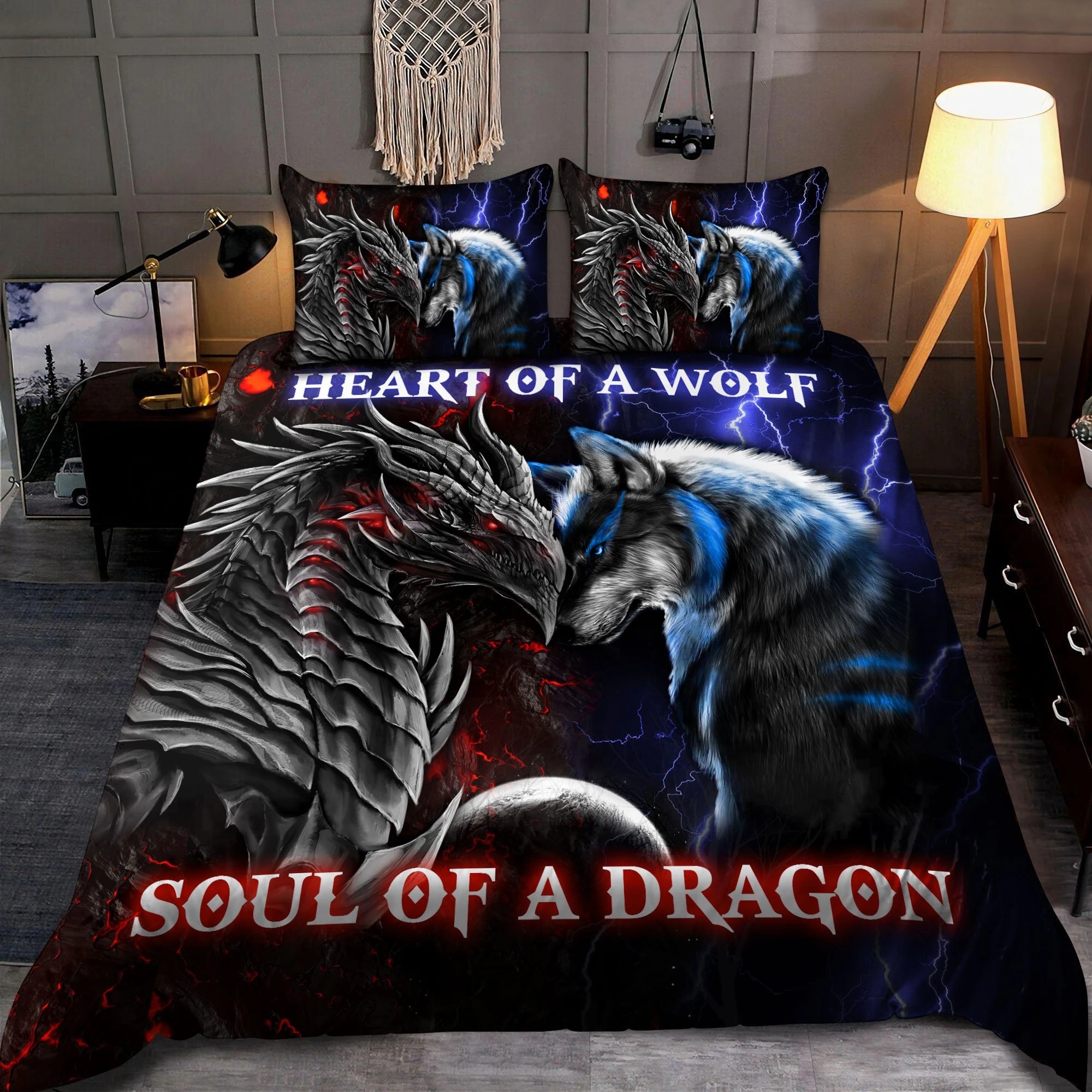 Heart Of A Wolf Soul Of A Dragon Bedding Set Heart Of A Wolf Soul Of A Dragon Bedding Set