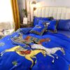 Hermes Horse Full Blue Luxury Brand Bedding Set