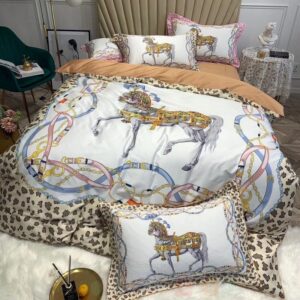 Hermes Horse White Luxury Brand Bedding Set