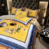 Hermes Horses Yellow-Blue Luxury Brand Bedding Set