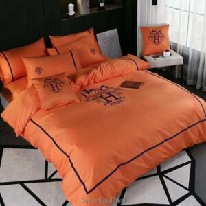 Hermes Logo Orange Duvet Cover Bedding Set
