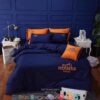 Hermes Navy And Orange Duvet Cover Bedding Set