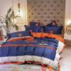 Hermes Navy Orange Quilt Bedding Set