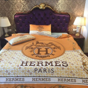Hermes Orange And White Logo Full Print Bedding Set