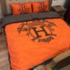 Hermes Orange Black Logo Duvet Cover Bedding Set