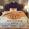 Hermes Orange White 4 Duvet Cover Sheet Cover Pillow Cases Luxury Bedding Sets