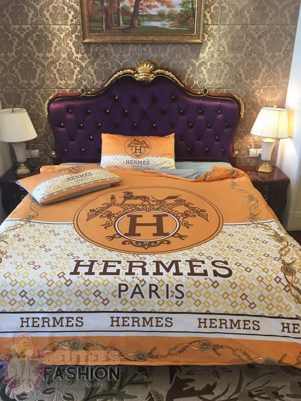 Hermes Orange White 4 Duvet Cover Sheet Cover Pillow Cases Luxury Bedding Sets Hermes Orange White 4 Duvet Cover Sheet Cover Pillow Cases Luxury Bedding Sets