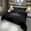 Hermes Paris Black Monogram Classic All Over Print Bedding Set