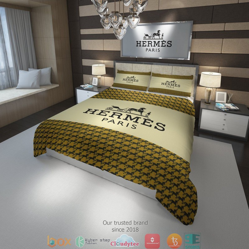 Hermes Paris Black Yellow Duvet Cover Bedding Set Hermes Paris Black Yellow Duvet Cover Bedding Set