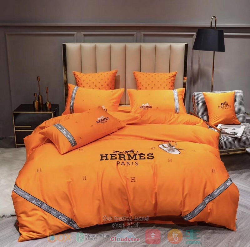 Hermes Paris Brand Orange Quilt Bedding Set Hermes Paris Brand Orange Quilt Bedding Set