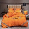 Hermes Paris Full Orange Luxury Brand Bedding Set