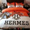 Hermes Paris Luxury Brand Orange White Bedding Set