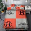Hermes Paris Orange-Grey Inspired Bedding Set