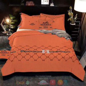 Hermes Paris Orange Quilt Bedding Set
