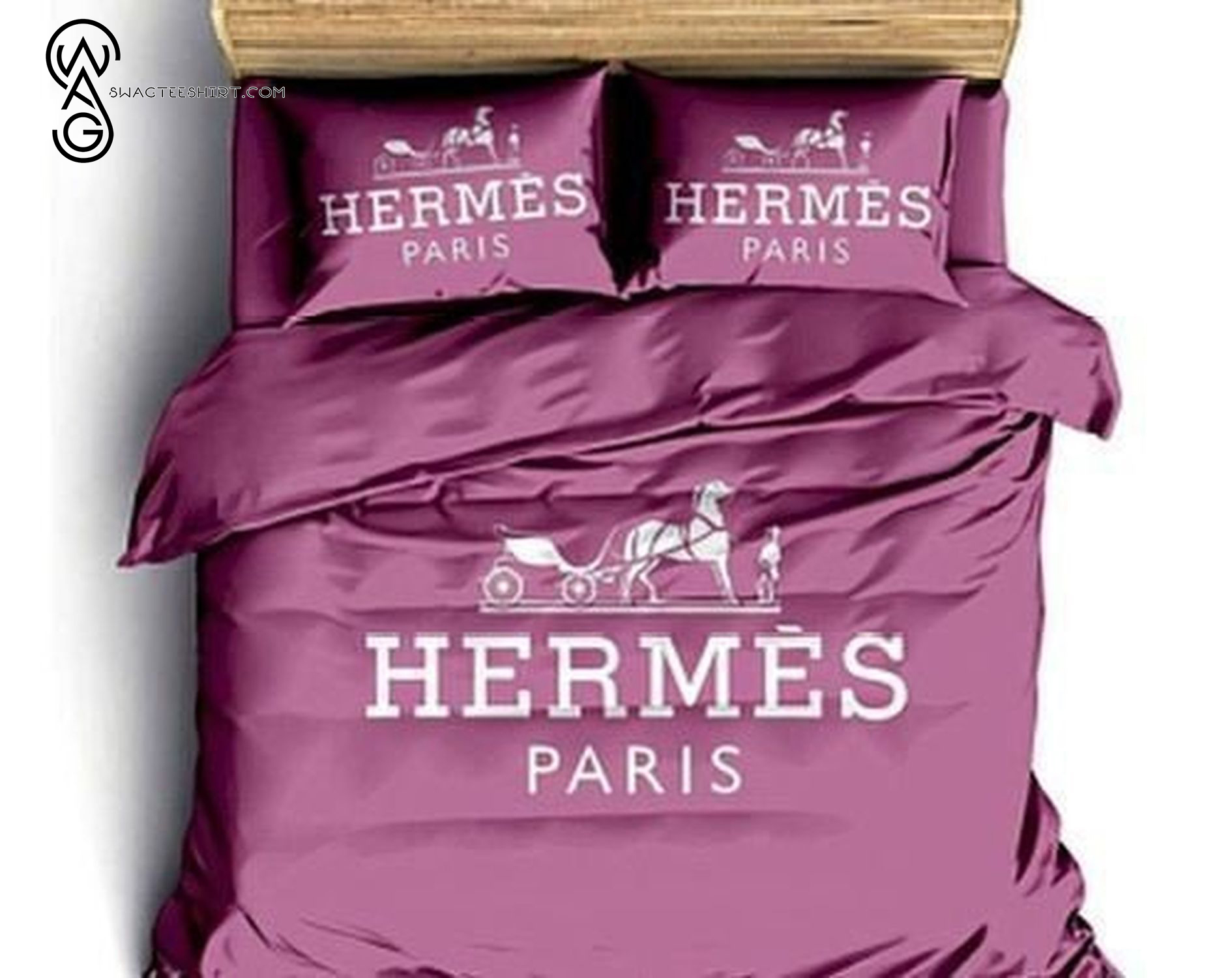 Hermes Paris Prune Classic Logo All Over Print Bedding Set Hermes Paris Prune Classic Logo All Over Print Bedding Set