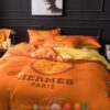 Hermes Paris Yellow Logo Orange Duvet Cover Bedding Set