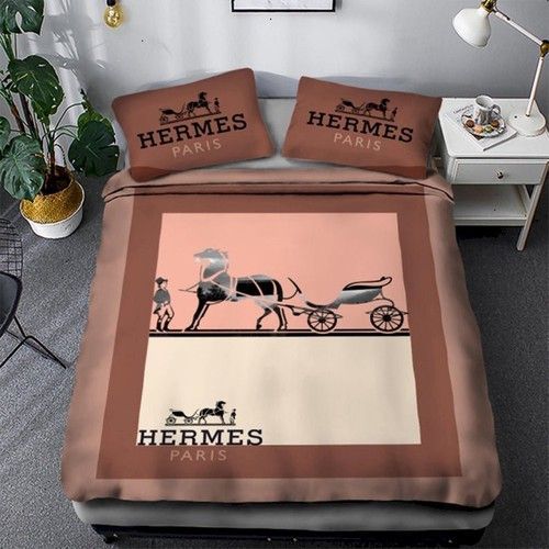 Hermes Pink White Bedding Set Hermes Pink White Bedding Set