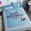 Hermes Sky Blue Logo Classic All Over Print Bedding Set